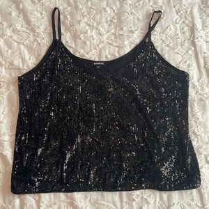 Express black sequin top